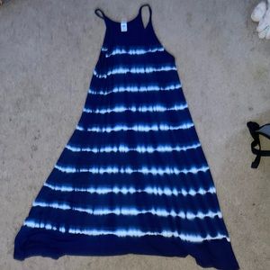 Blue and white striped sun dress